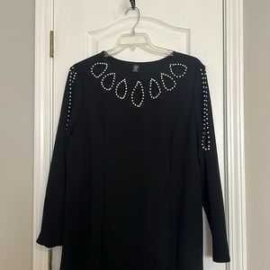 Black dress with pearl embellishments size 2xl.